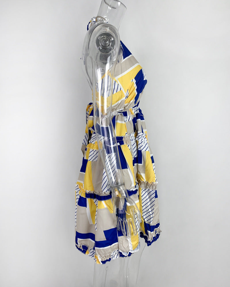 Women's Summer Sexy Cutout Halter Neck V-Neck Cake Dress 21