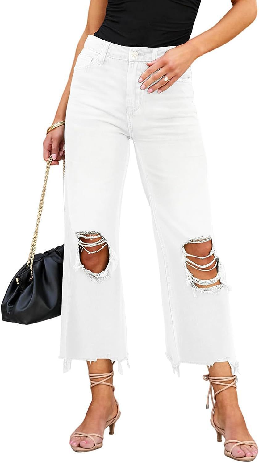 Women Loose Ripped Denim Pants 4