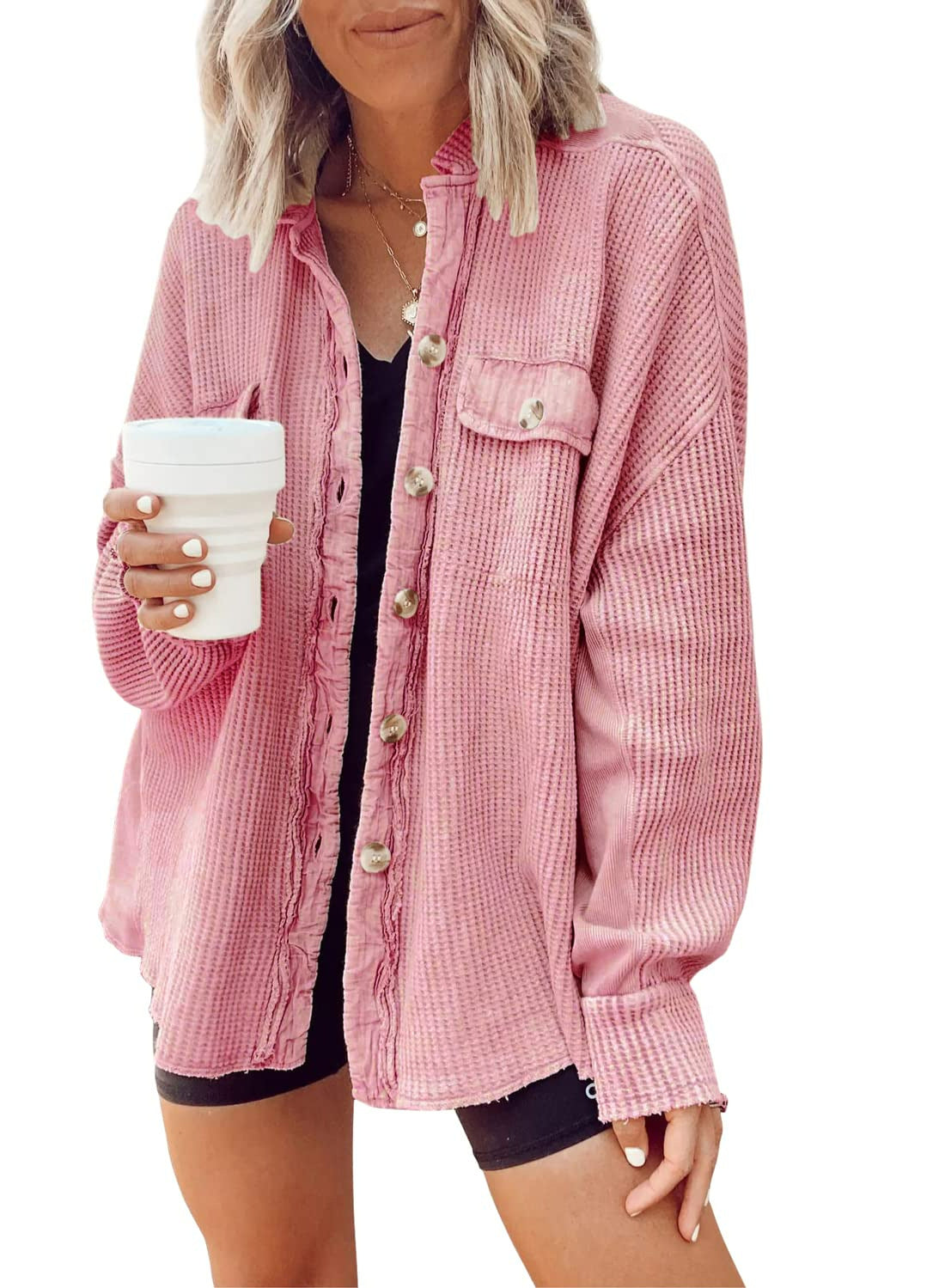 Autumn Jacket Fashion Casual Turndown Collar Pocket Patchwork Irregular Shirt Women 24