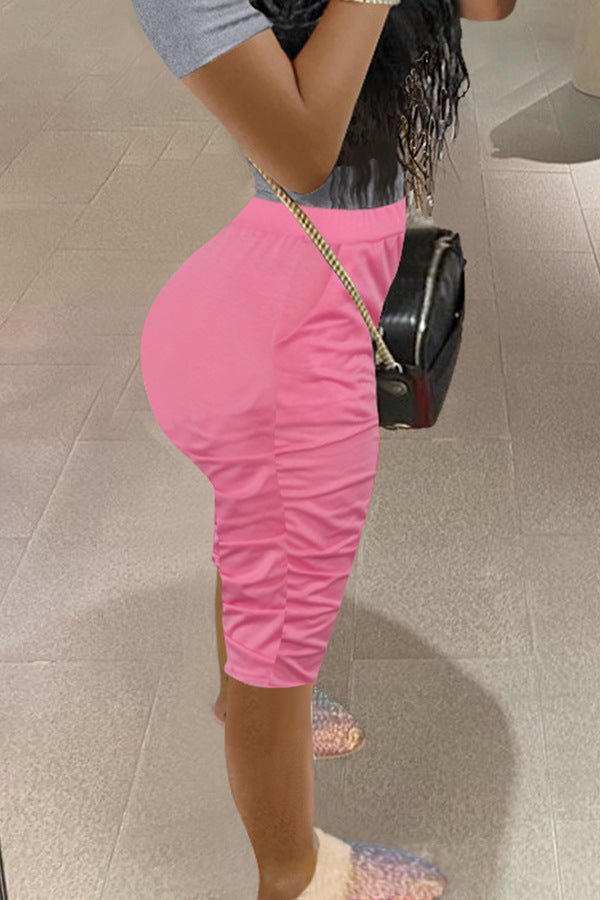 Women's Pockets Ruched Slim Fit Midi Pants