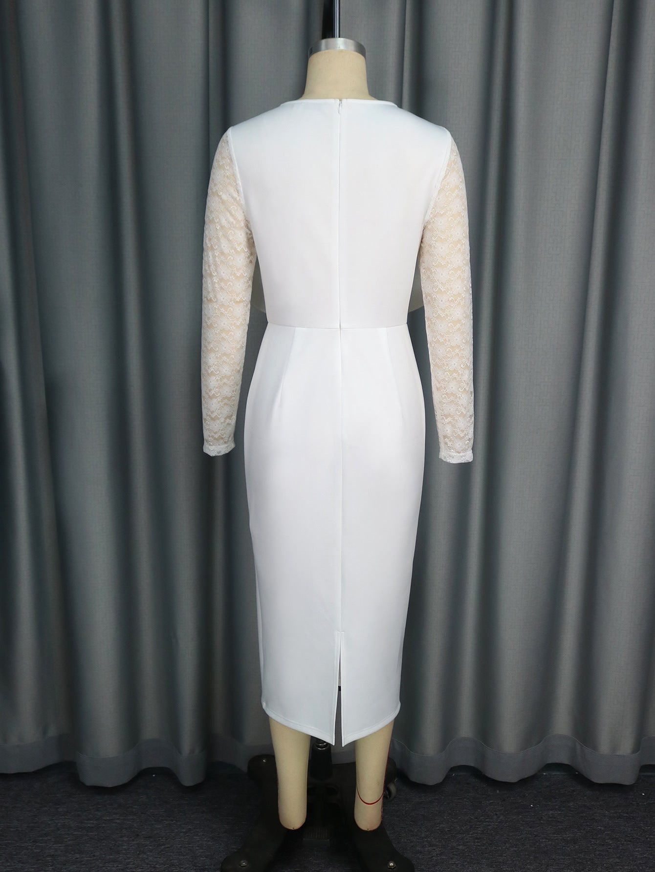 Long-Sleeved Lace Wedding Bow Party Dress 12