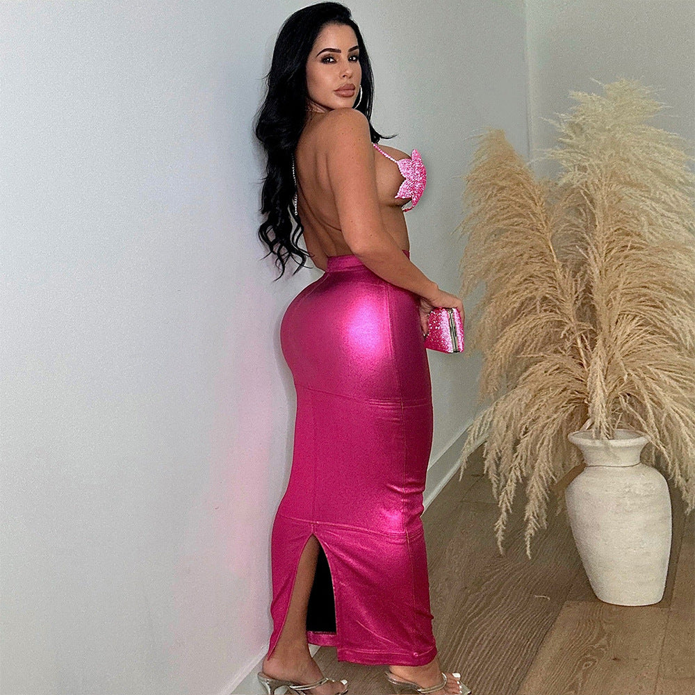 Summer Women Sexy Hidden Zipper Slit Bodycon Skirt 29