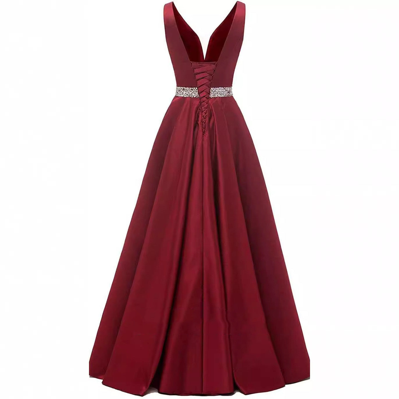 Women Straps V-neck satin sleeveless Backless Formal Party evening dress（Processing time need 3-6 days）