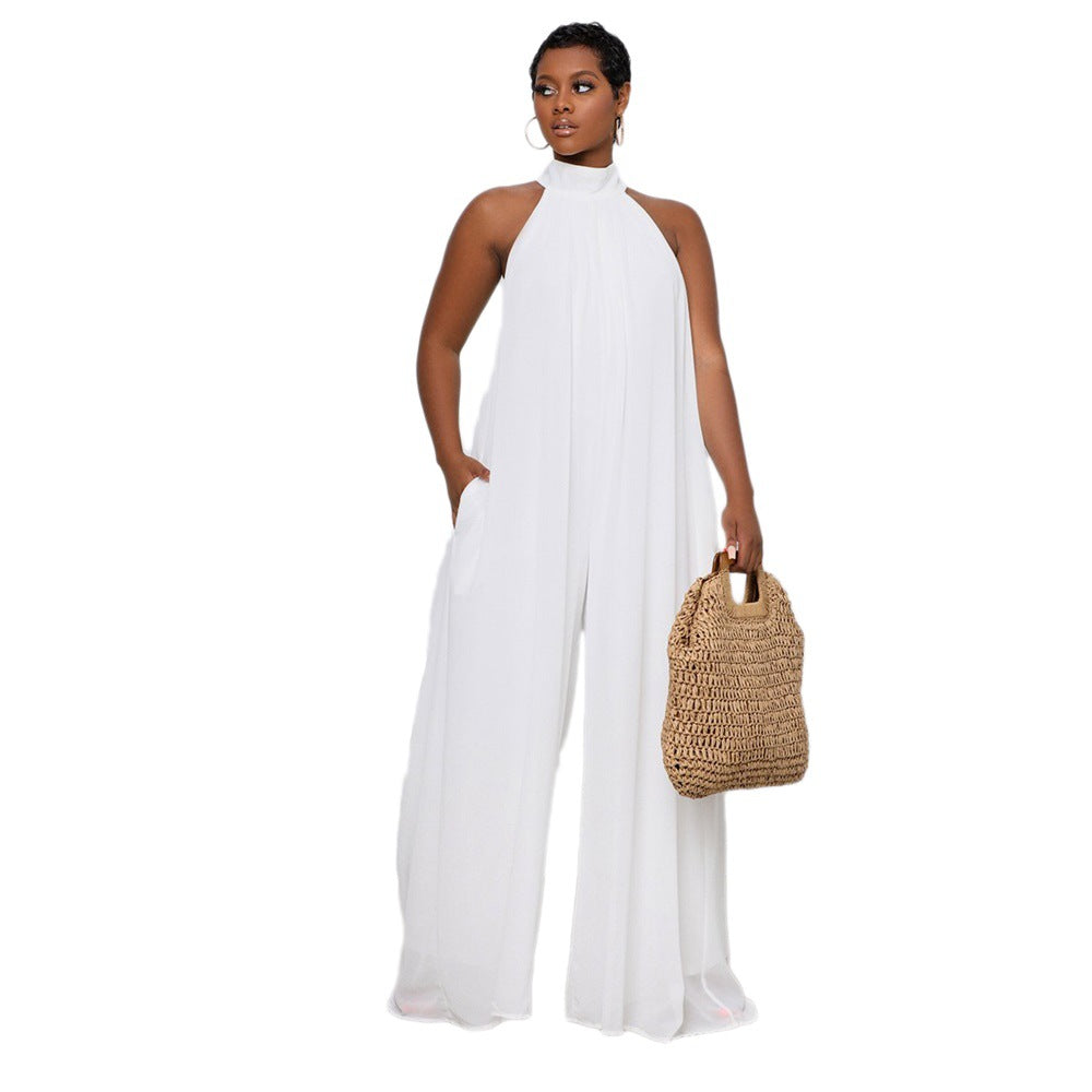 Solid Color Casual Chiffon Loose Women'S Jumpsuit 10
