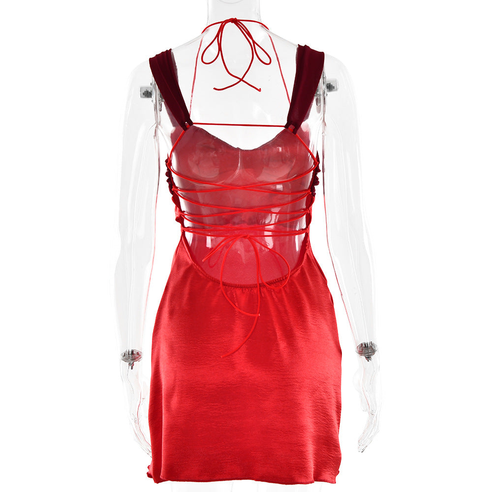 Spring Women's Sexy Low Back Strapless A-line Party Dress 10