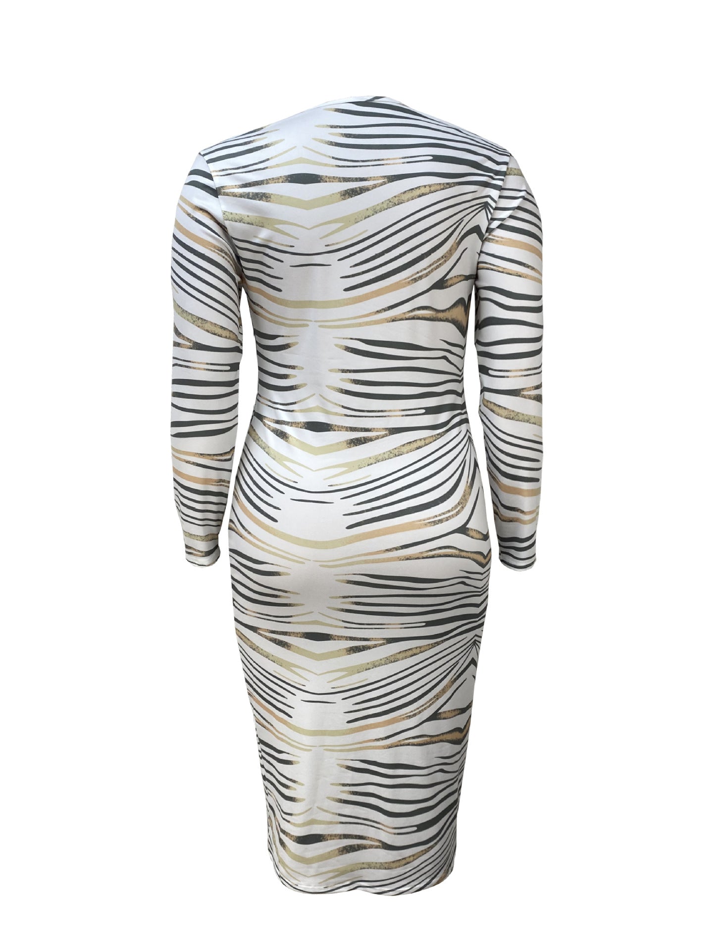 Women Round Neck Plus Size Bodycon Dress 5