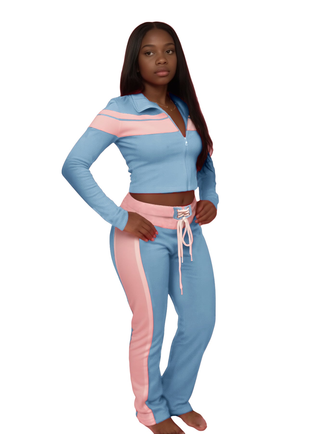 Fashionable Women's Printed Patchwork Long-Sleeve Three-Piece Pants Set 14