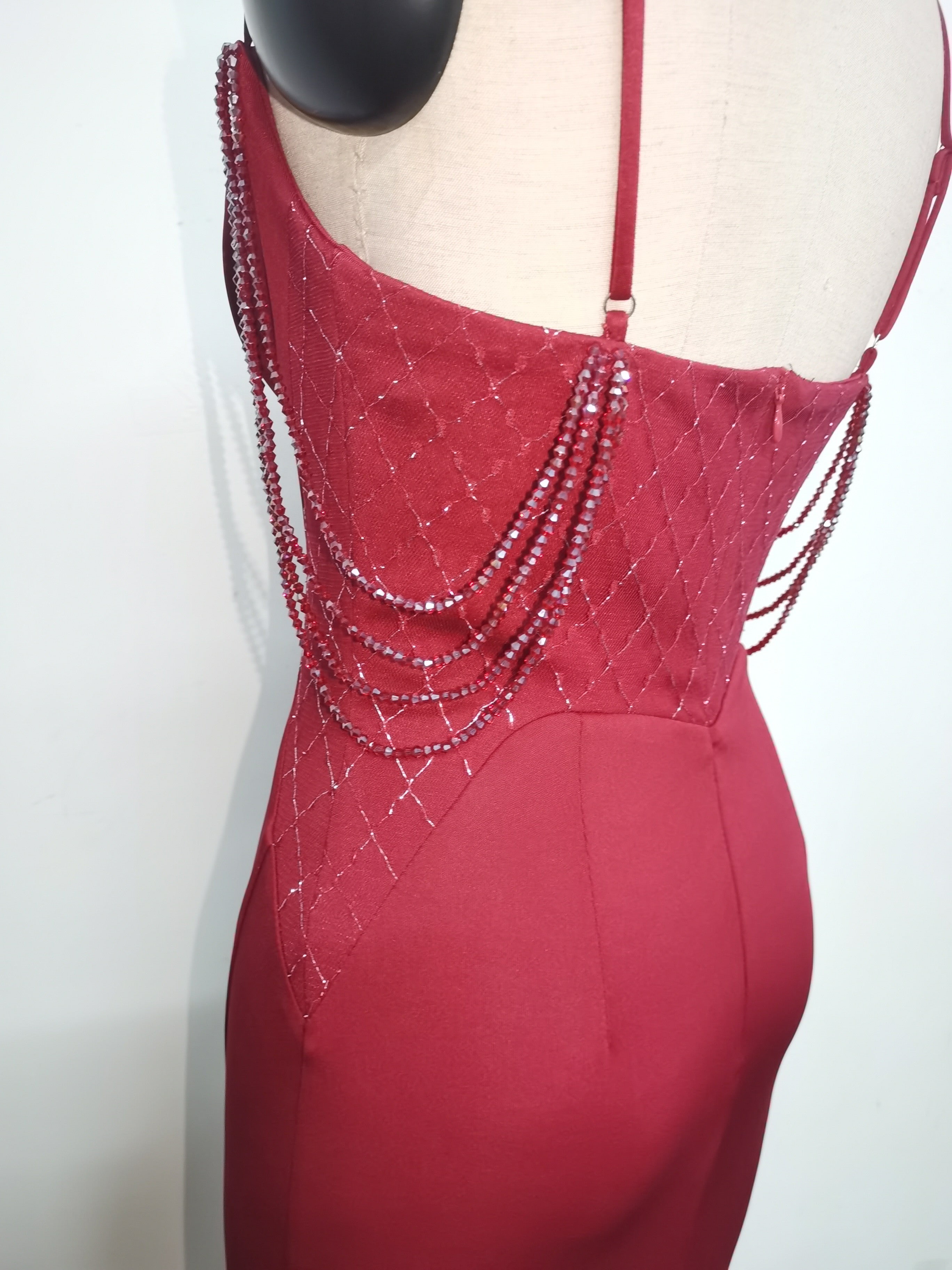 Women Fishbone Lace Sequin Wedding Fishtail Evening Dress 27