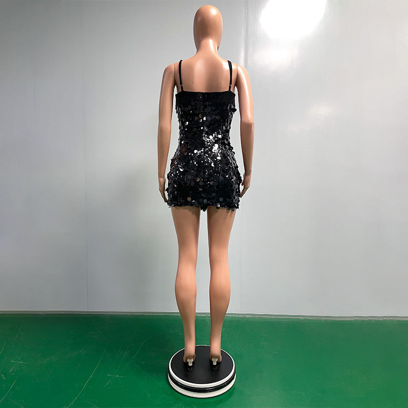 Summer Women's Glitter Sequin Low Back Strap Bodycon Dress 28