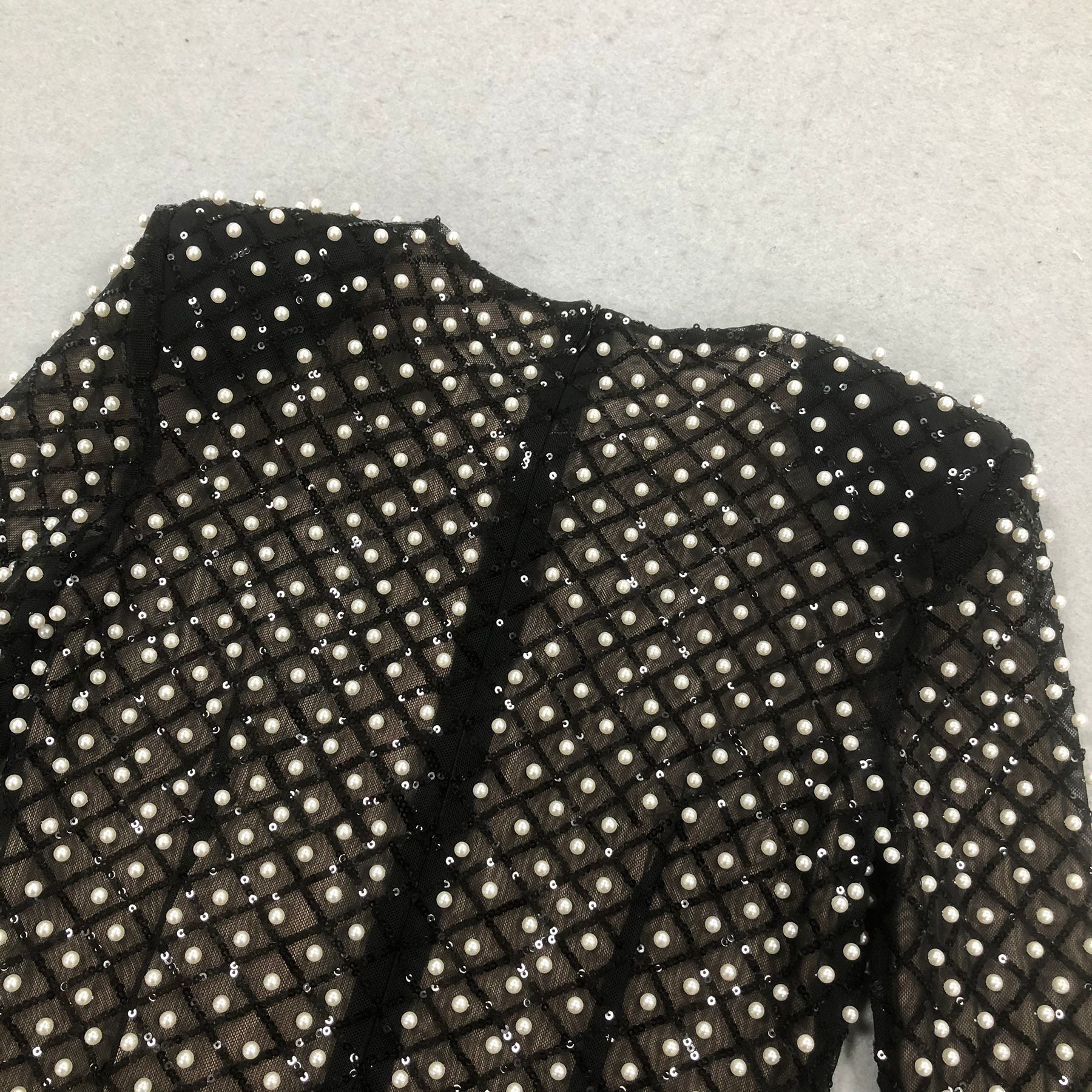 Women long-sleeved beaded rhinestone V Neck party bandage dress 21