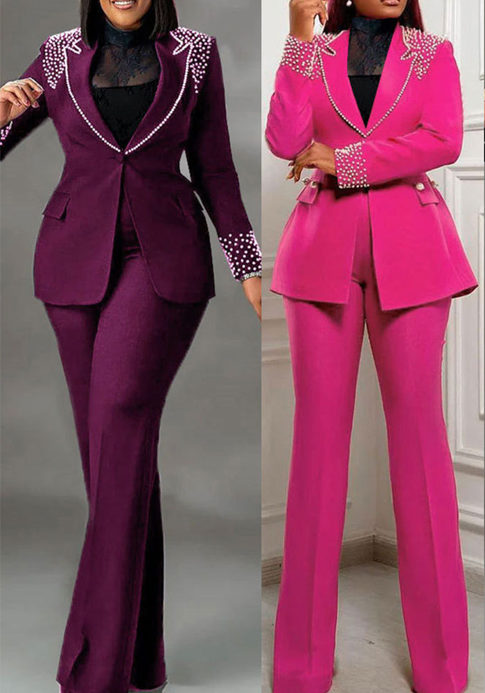 Pearl Long Sleeve Slim Blazer Pants Two-Piece Suit