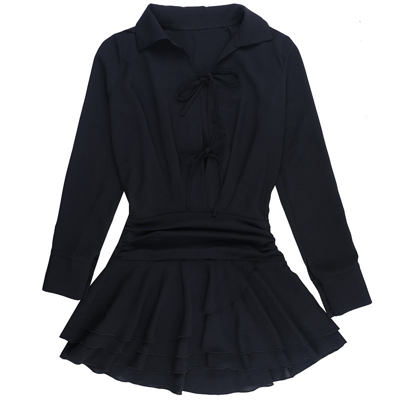 Women's Fashion Chic Lace-Up Long Sleeve Short Dress 12