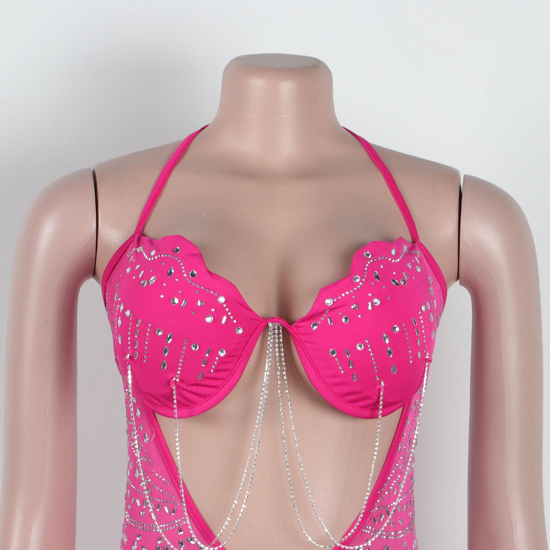 Women Sexy Beaded Tassel See-Through Bodycon Dress 22