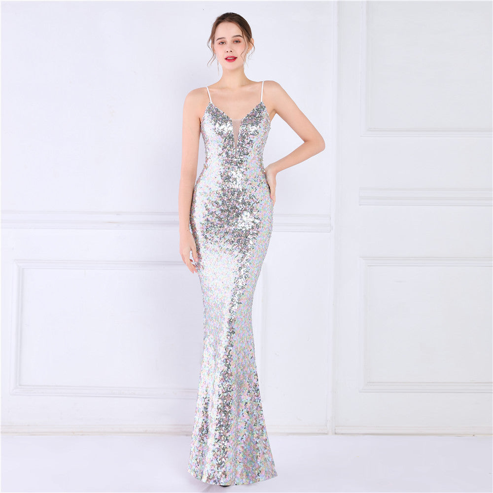 Plus Size Women Sequined Formal Party Maxi Evening Dress 9