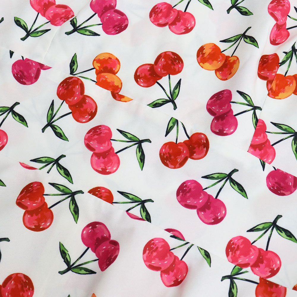 Cherry Print Strap Square Neck Casual Short Dress 8