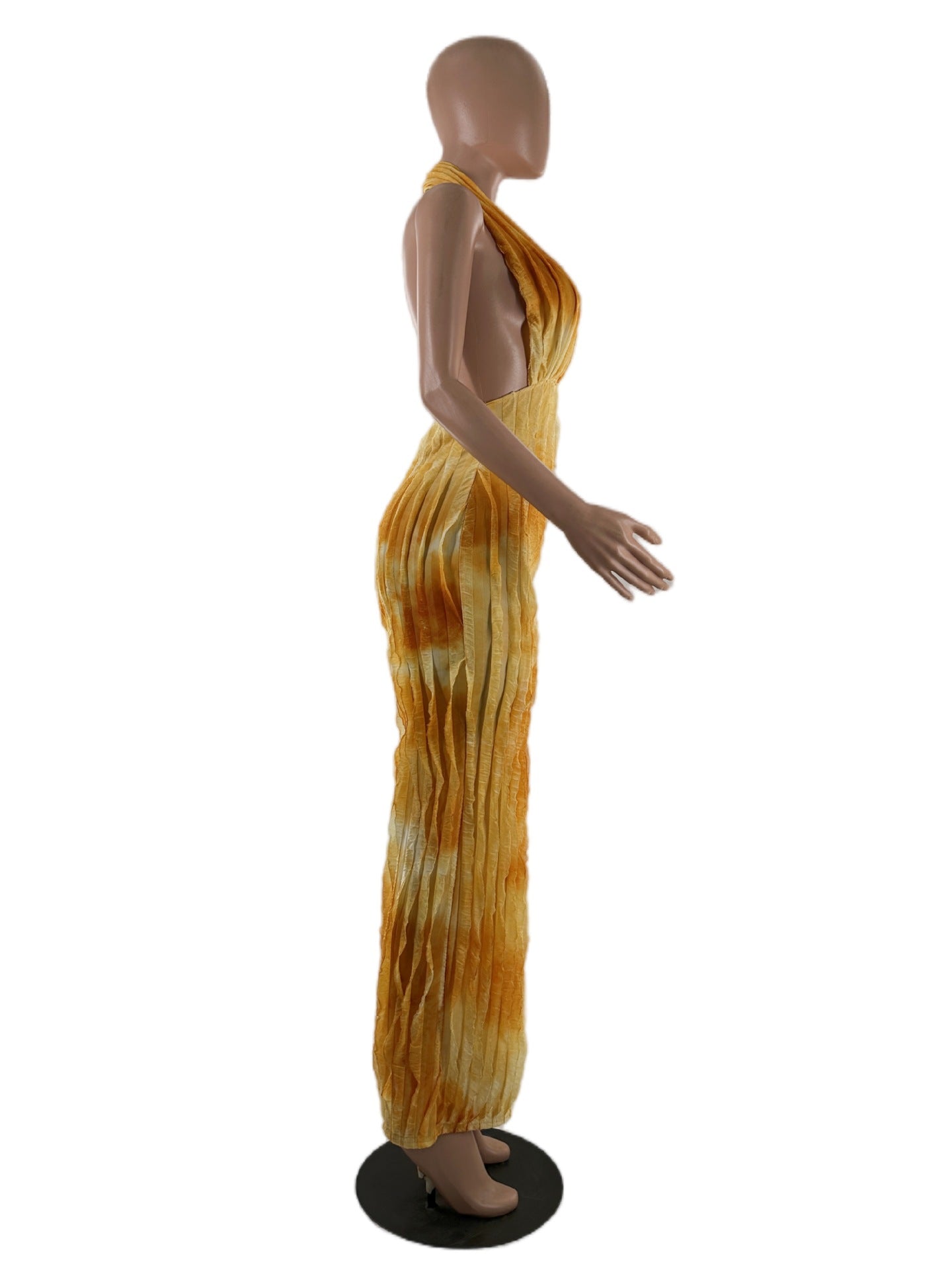 Women's Dress Tie-Dye Halter Neck Sexy Fashion Long Dress 12