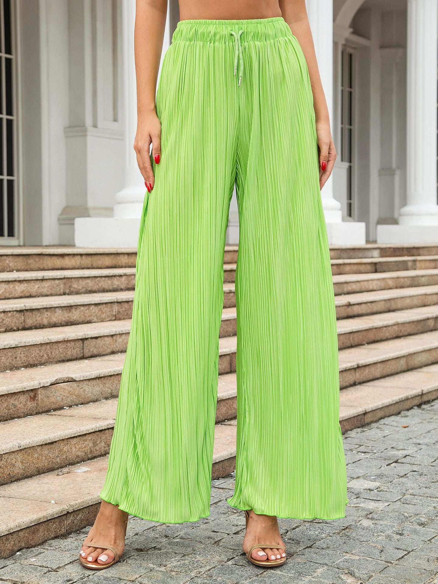 Women's Pleated Spring And Autumn Trousers Elastic Waist Loose Pants