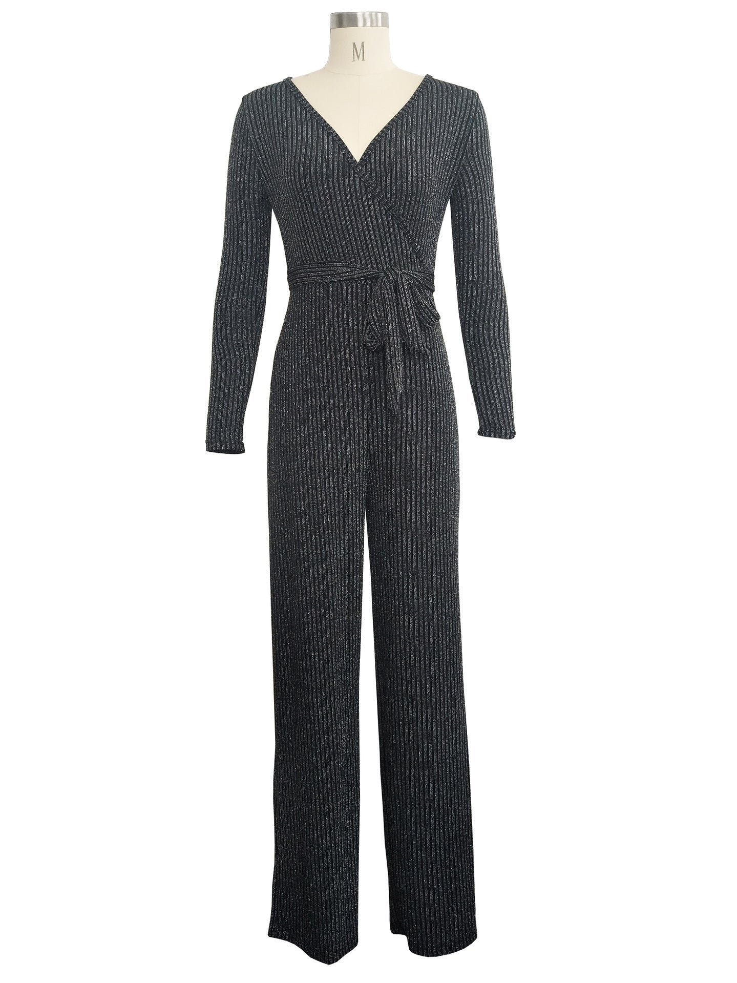 Winter Fashion V-Neck Belt Women's Jumpsuit 29