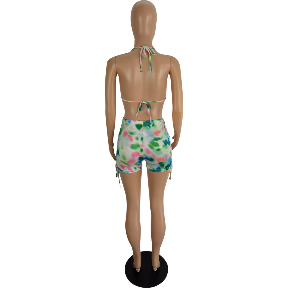 Spring And Summer Women's Sexy Multi-Color Printed Two-Piece Shorts Set 34
