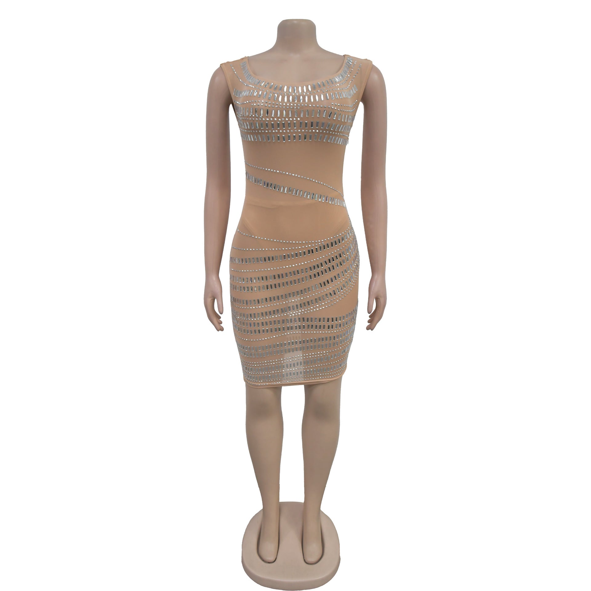 Fashion Women's Off Shoulder Slim Beaded Bodycon Dress 11