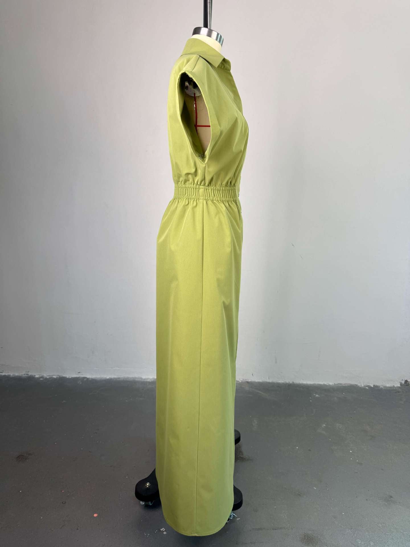 Women Summer Turndown Collar Short Sleeve Slit Shirt Dress 6