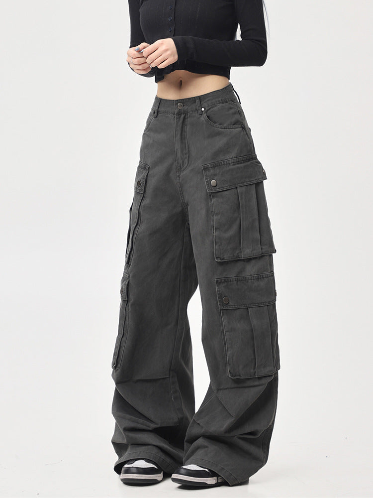Women Retro Multi-Pocket Pleated Cargo Pants 6