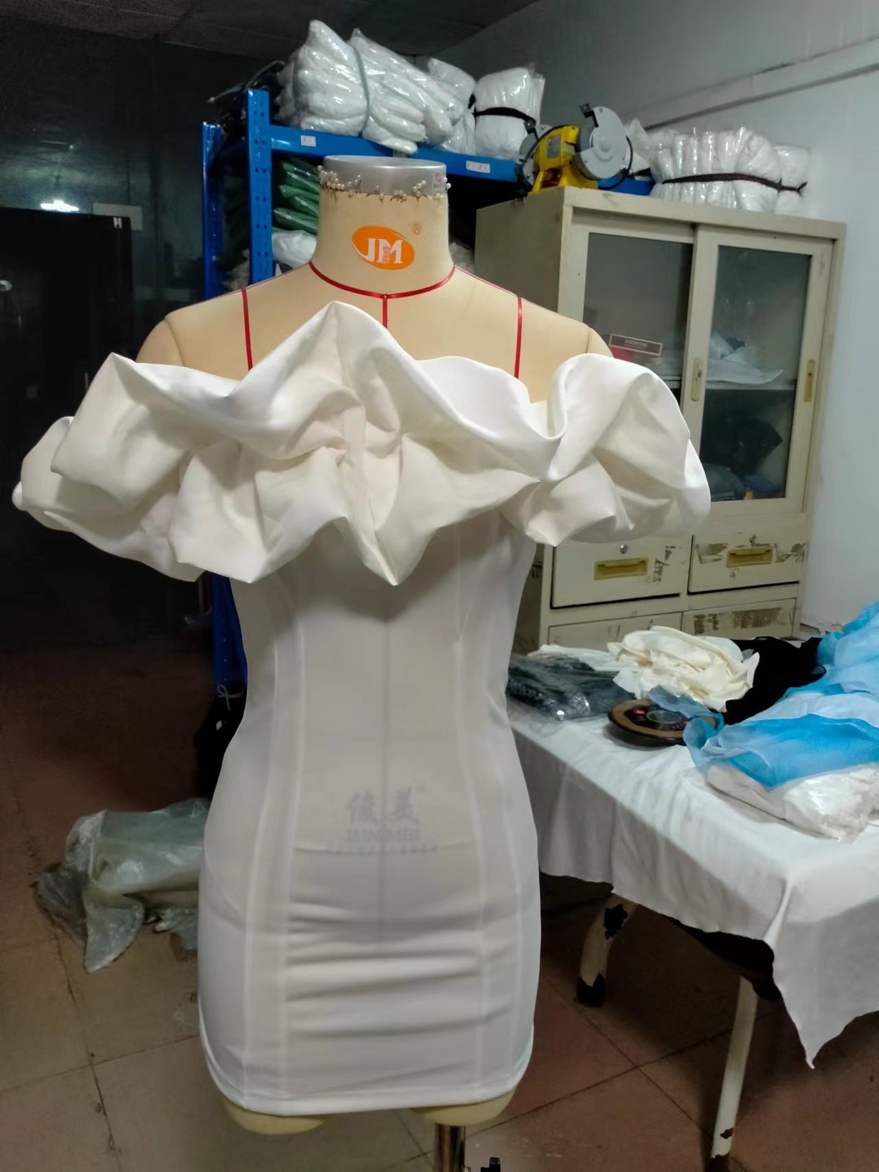 Women's Off Shoulder Fashion Sexy Low Back Dress Puff Neck Mini Gown 11