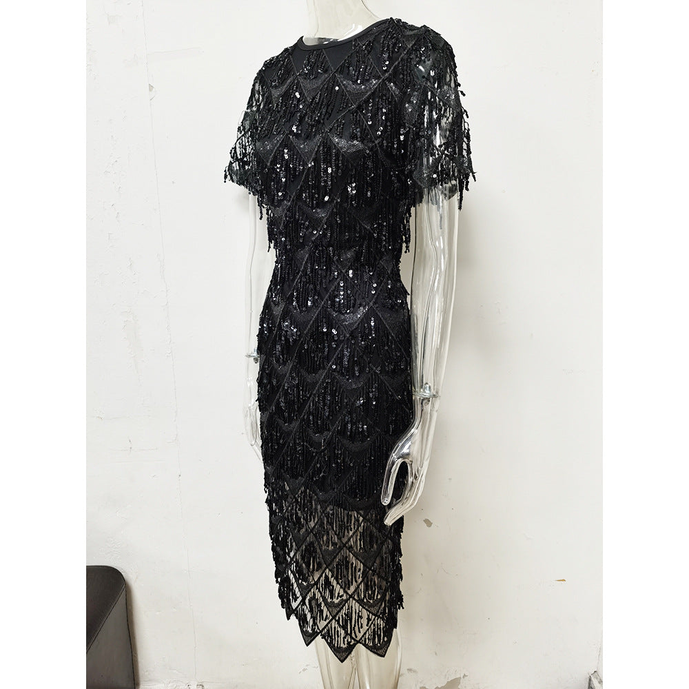 Women Sexy Chic Tassel Sequin Dress 4