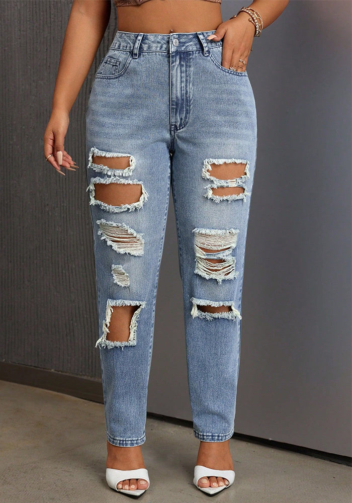 Women's slim fit ripped tight denim pants