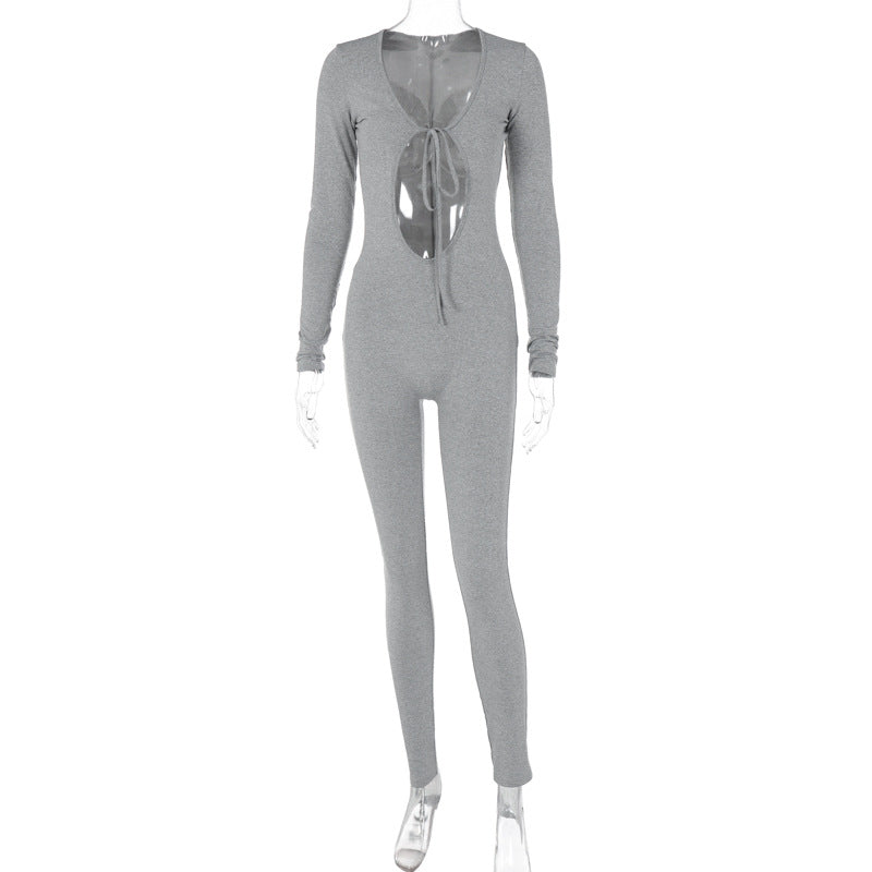 Women's Autumn Fashion Sexy Hollow Slim Long Sleeve Jumpsuit 13