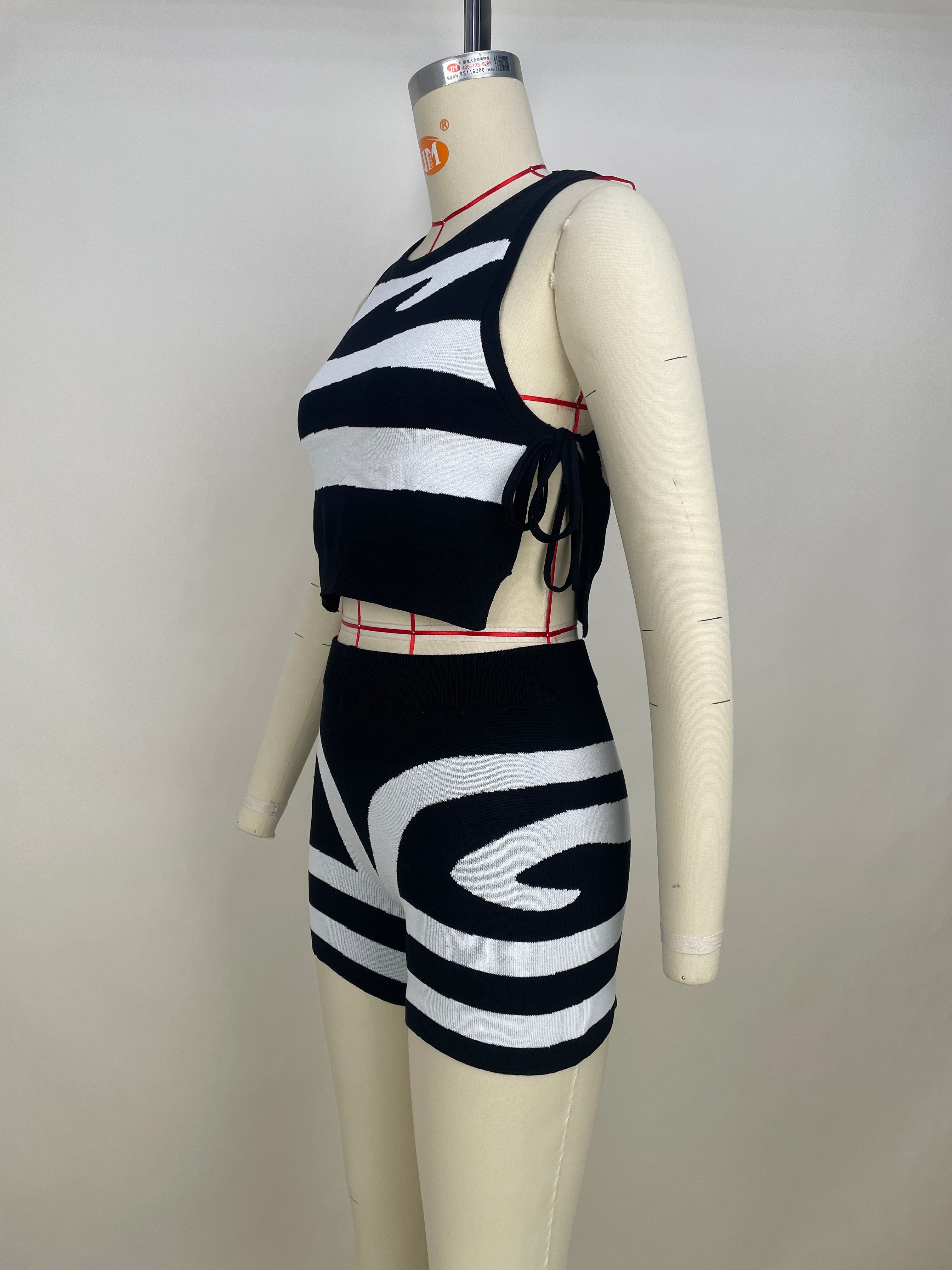 Women's Sleeveless Lace-Up Print Casual Two-Piece Set 23