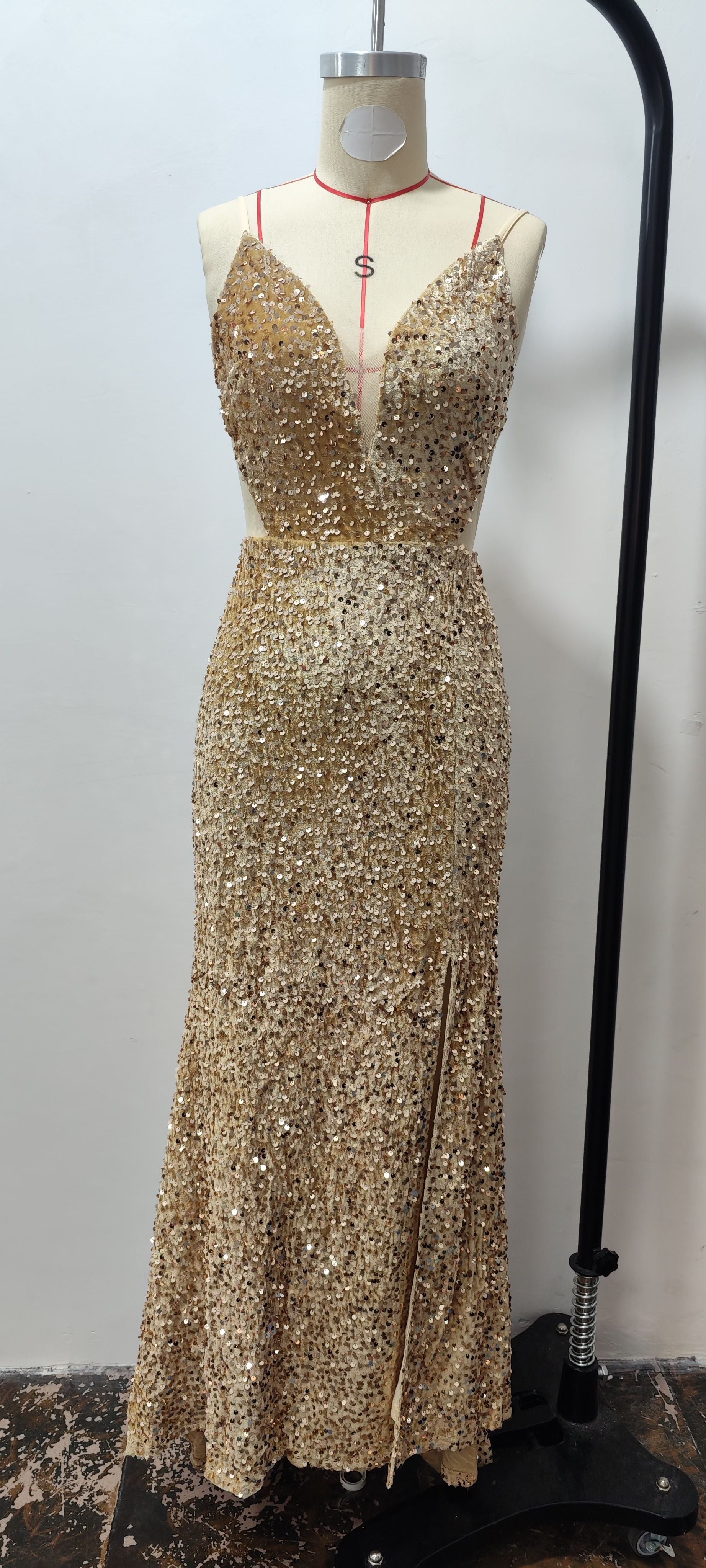 Chic Sexy Strap Sequin Slit Formal Party Dress 5