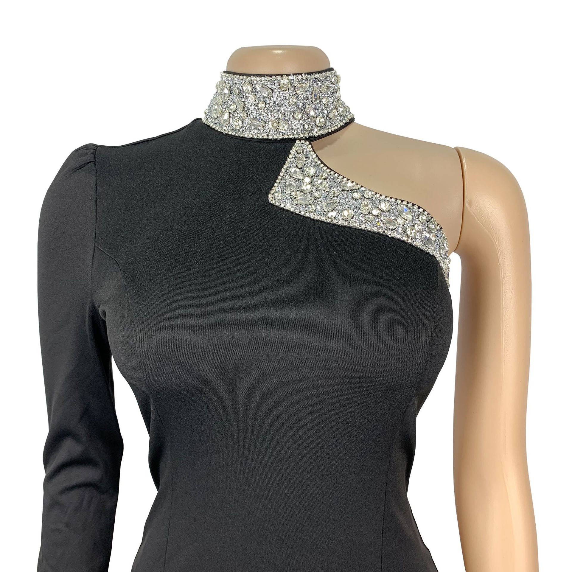 Women Sexy Off Shoulder Beaded Slit Dress 18