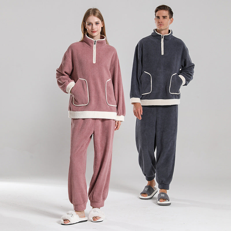 autumn and winter outdoor wear pullover couple home clothesvelvet pajamas for men and women 9