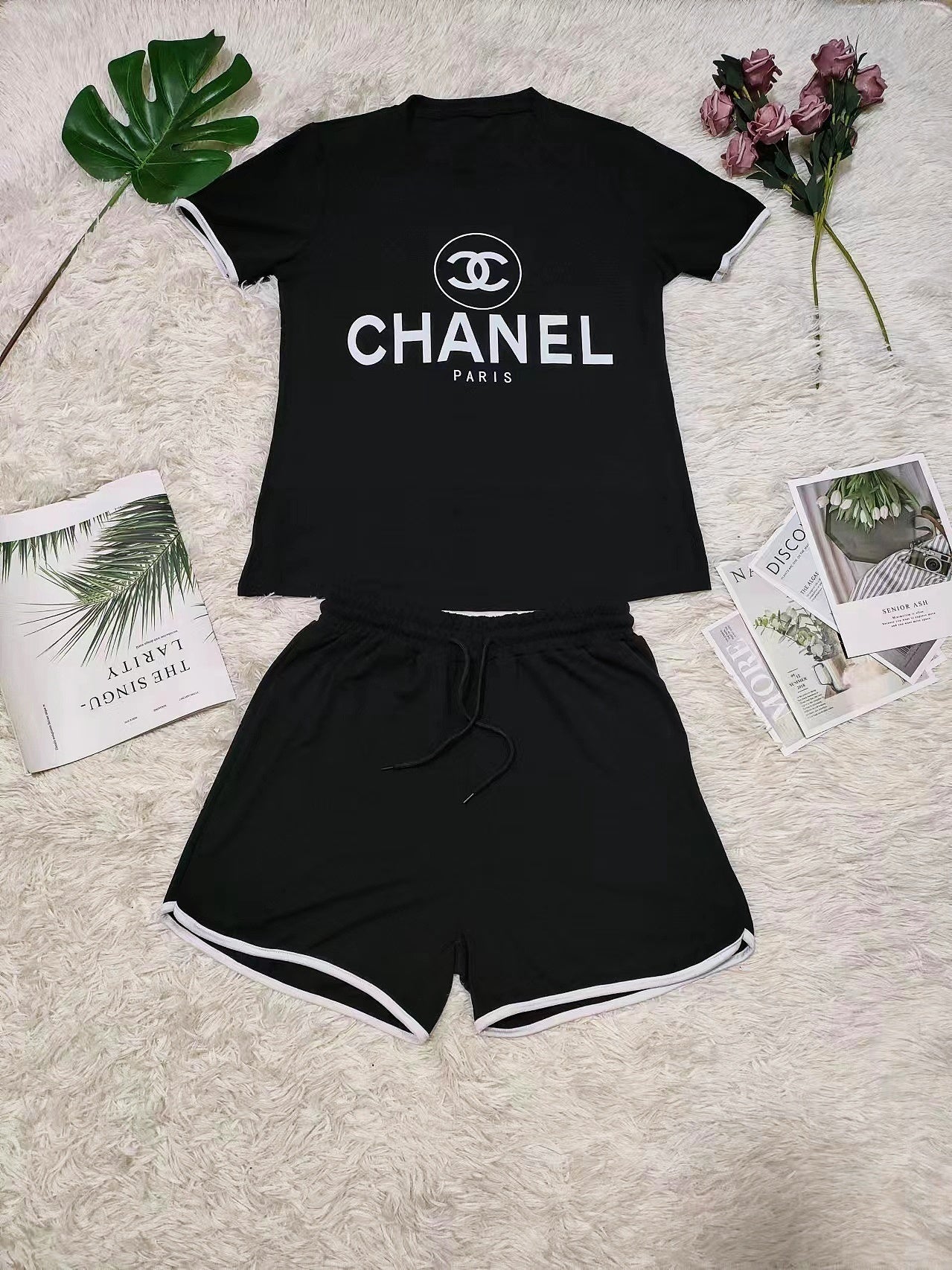 Women's Summer Elegant Chic Casual Fashion High-Quality Cotton Two-Piece Shorts Set 10