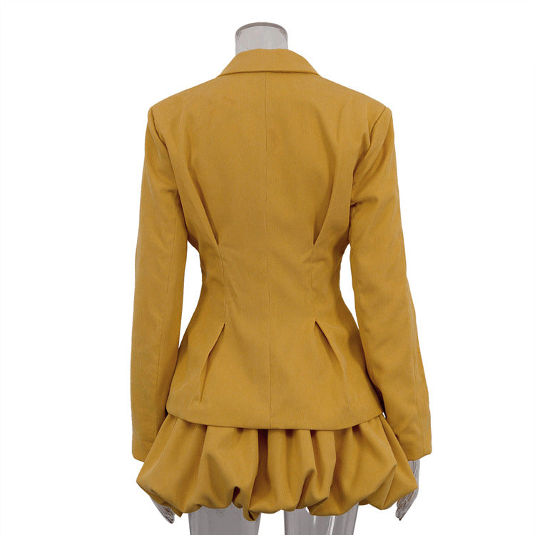 Women Turndown Collar Blazer and Pleated Tutu Skirt Two-Piece Set 10