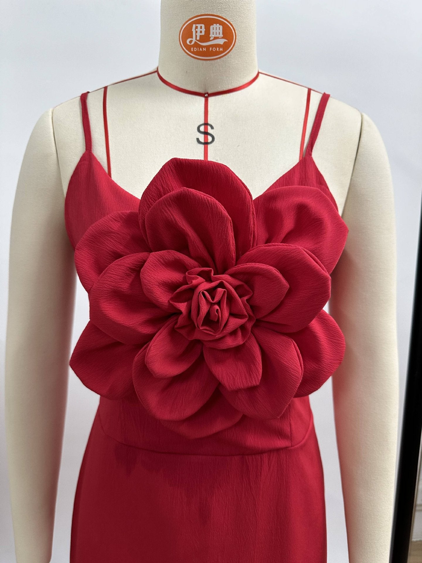 Women Large Flower Suspender Maxi Dress 11