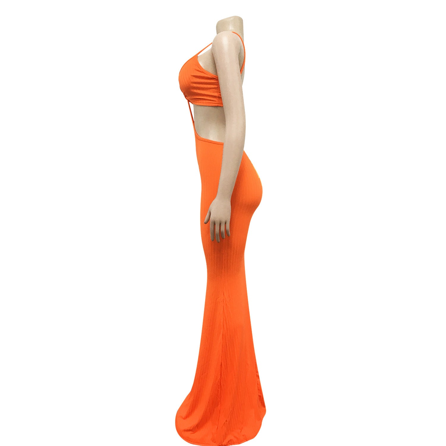 Sexy Knitted Strap Solid Color Dress for Women 36