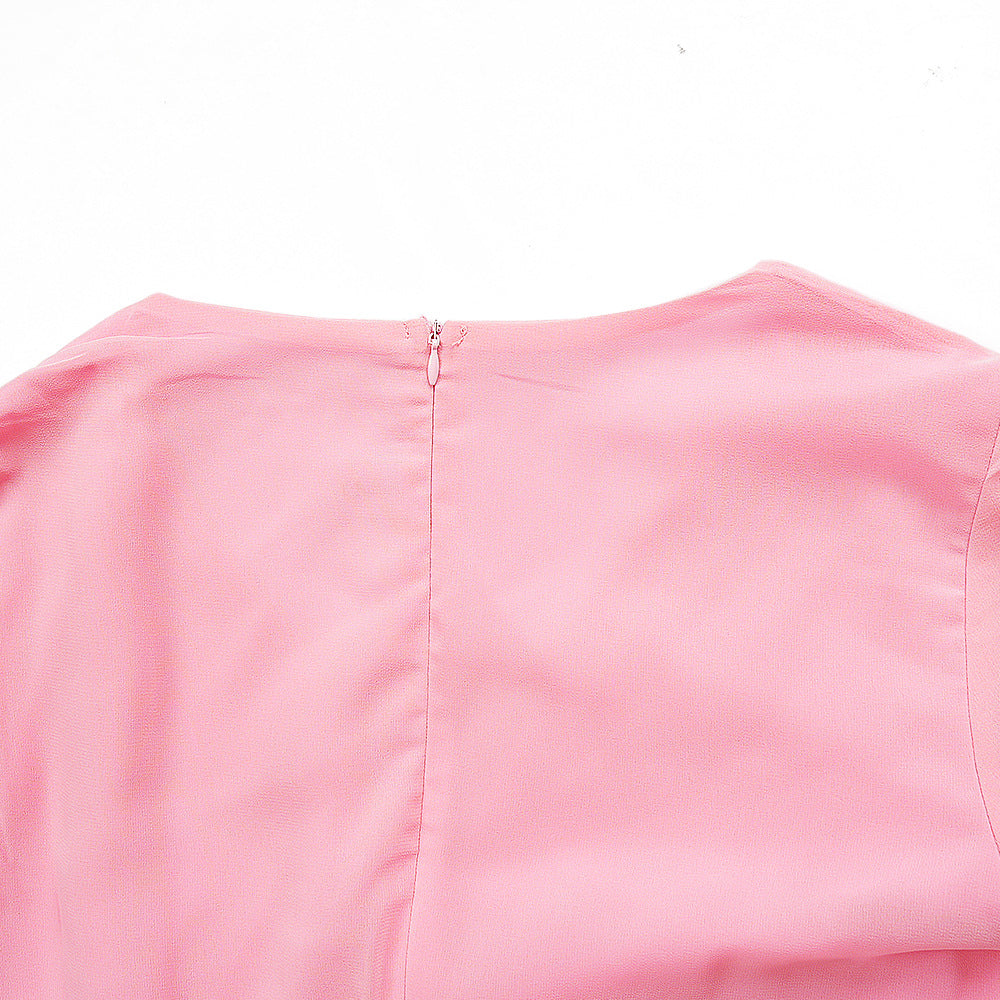 Plus Size African Women elegant v-neck pleated dress 25