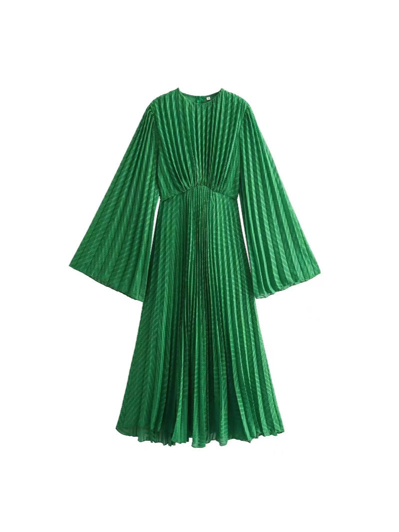 Women Spring Long Sleeve Pleated Maxi Dress 3