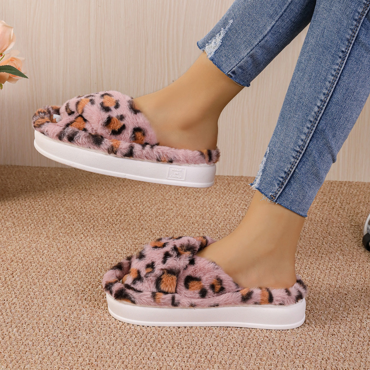 Women winter plush warm slippers 5