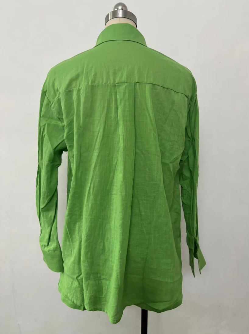 Summer Fashion Casual Summer Women's Long Sleeve Loose Shirt Shorts Two Piece Set 9