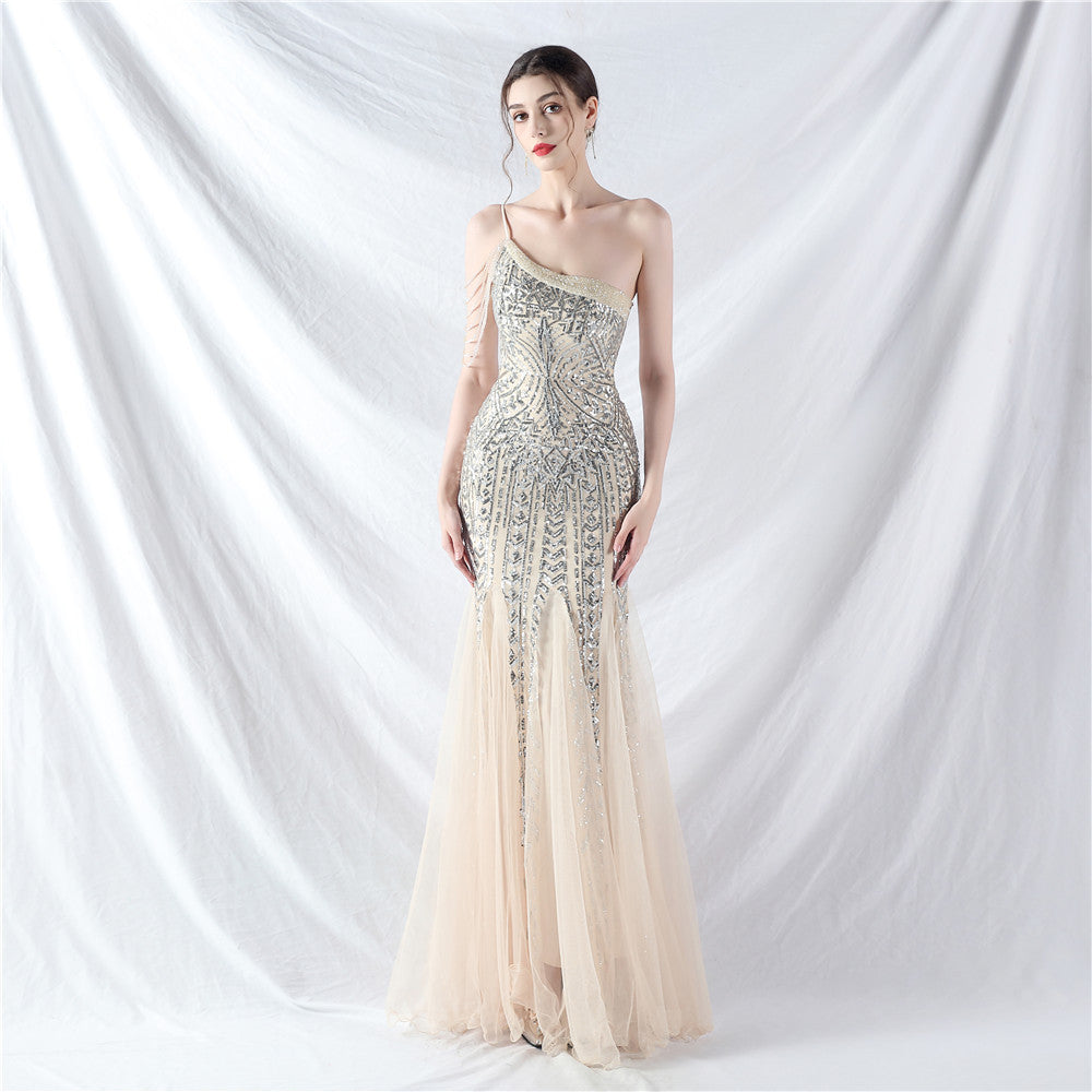 Women gift-ordered sequined mesh evening dress 17