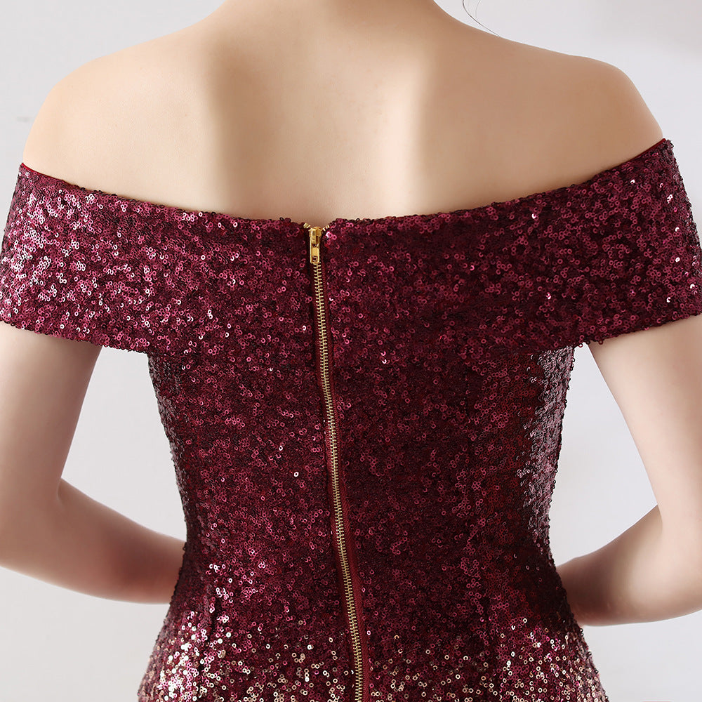 Wrapped See-Through L Gradient Sequins Bodycon Sexy Dress Wedding Formal Party Dress 16