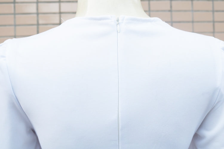 Fall Elegant White Beaded Mesh Patchwork V-Neck Fur Long Sleeve Wide Jumpsuit 6