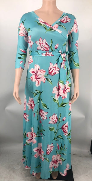 Plus Size Women Casual Print Maxi Dress 11