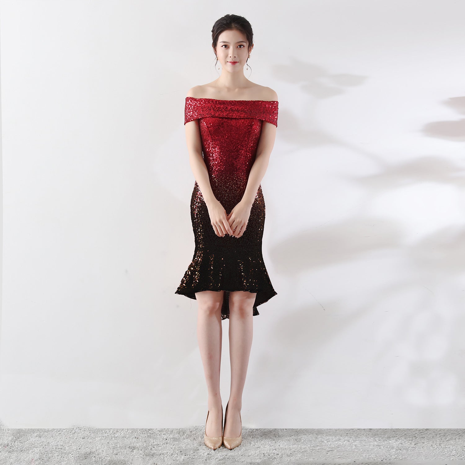 Wrapped See-Through L Gradient Sequins Bodycon Sexy Dress Wedding Formal Party Dress 13