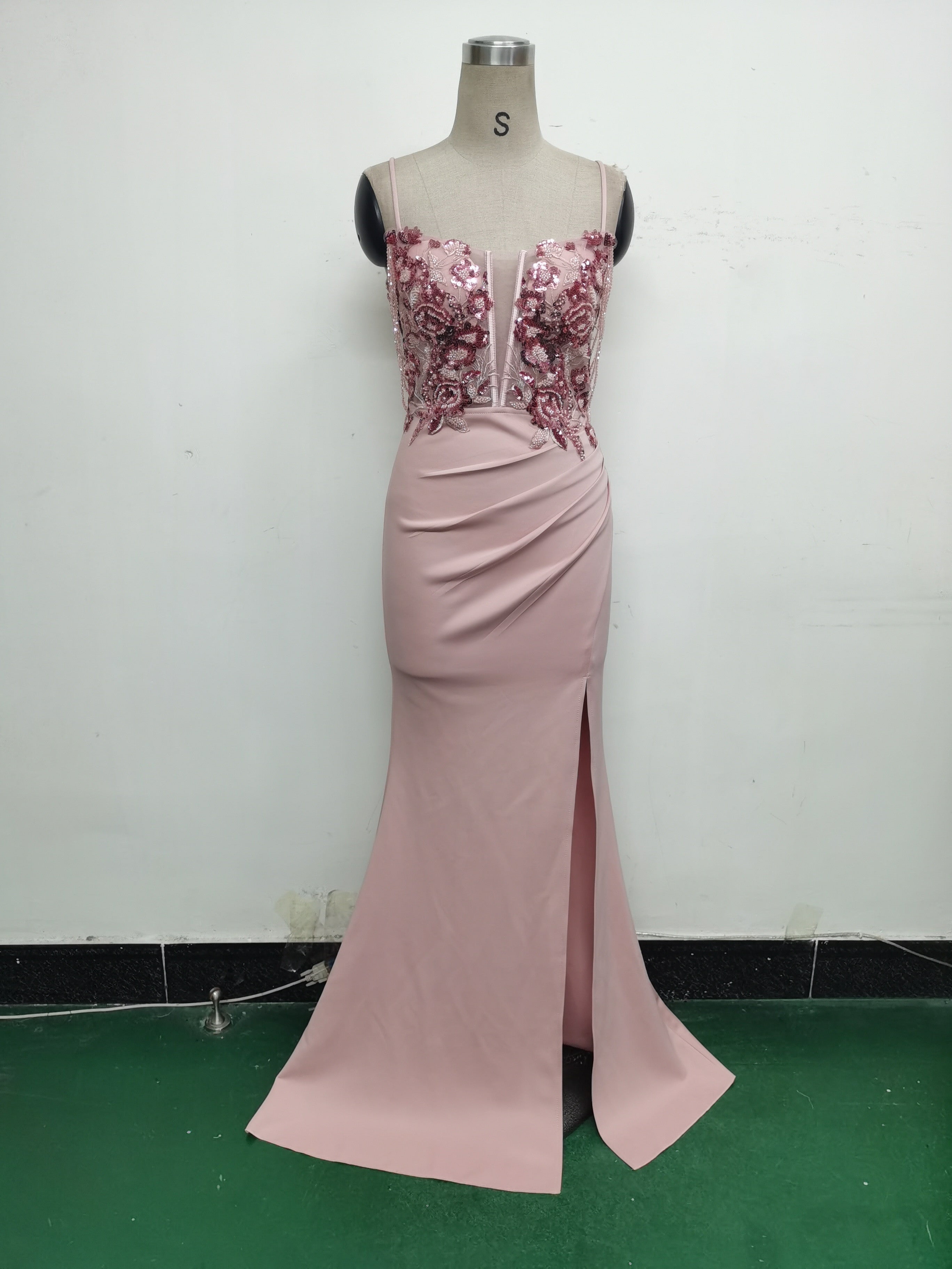 Women Fishbone Lace-Up Formal Formal Party Prom Strappy Sequin Evening Dress 36