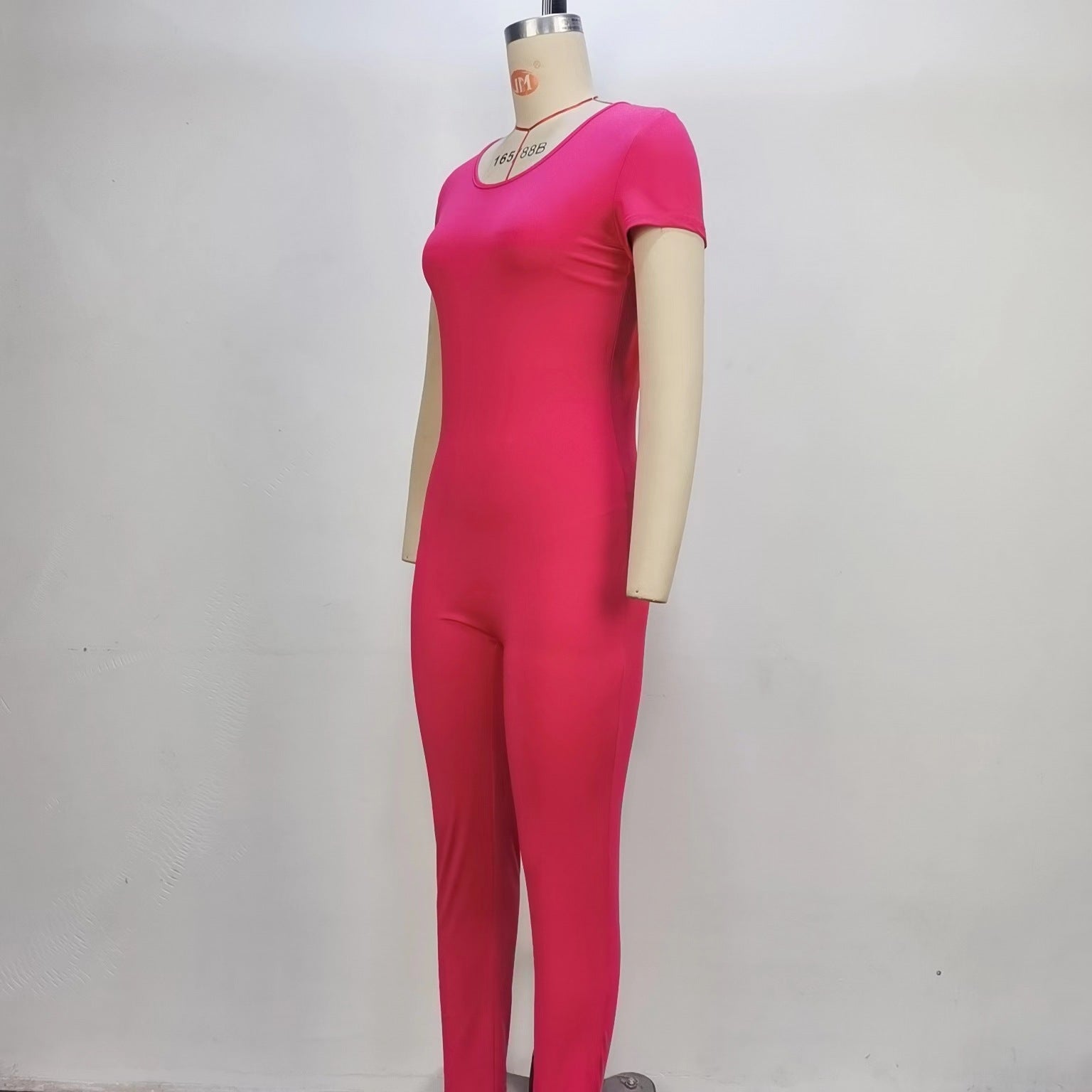 Women backless Solid short-sleeved Jumpsuit 9