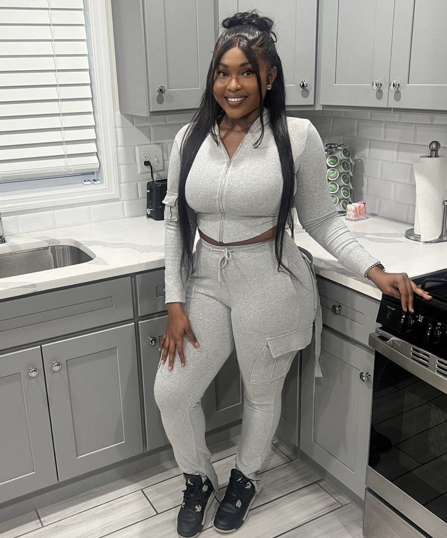 Women Casual Sports Hoodies and Cargo Set / Pant